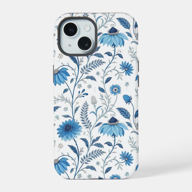 Chinoiserie Blue Echinacea Pattern (Reverso )