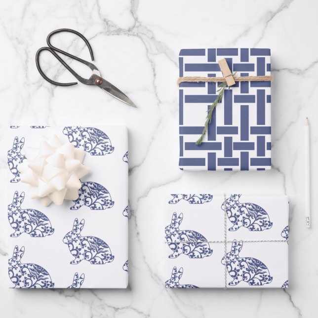 Chinoiserie Bunny Rabbit Gift Hojas de envolvimien (Anverso)