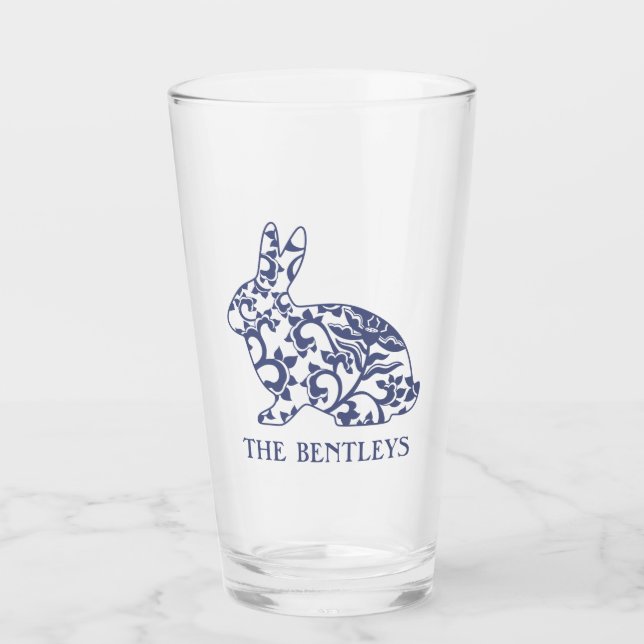 Chinoiserie Bunny Rabbit Glass Tumbler (Anverso)