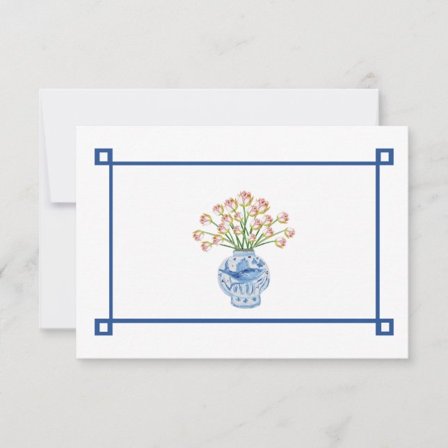 Chinoiserie Hand Pintado Tarjeta De Nota De Ocasió (Anverso)