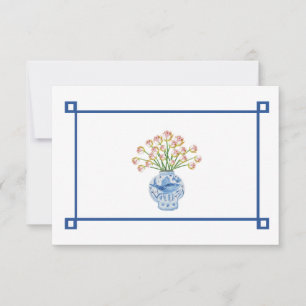 Chinoiserie Hand Pintado Tarjeta De Nota De Ocasió