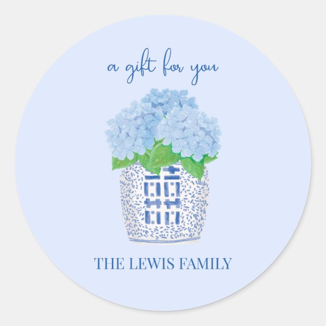 Chinoiserie Hydrangea Gift Pegatina (Anverso)