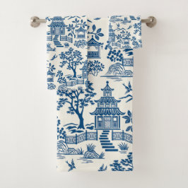 Chinoiserie Pagoda Blue on White
