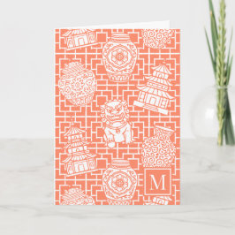 Chinoiserie Pagoda – Coral Preppy Asian Garden