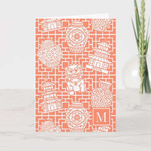 Chinoiserie Pagoda – Coral Preppy Asian Garden (Anverso)