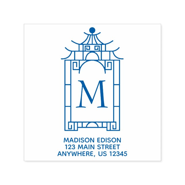 Chinoiserie Pagoda Dirección Sello de Autoentrada (Diseño)