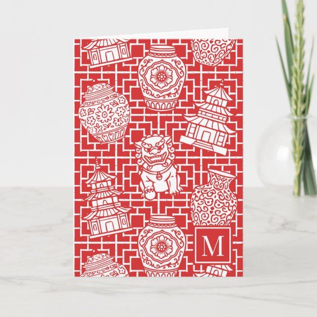 Chinoiserie Pagoda – Red Preppy Asian Garden (Anverso)