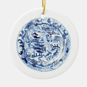Chinoiserie Plate Ornamento cerámico
