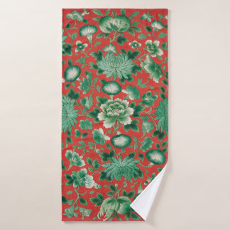 Chinoiserie Rojo Verde Floral Chintz