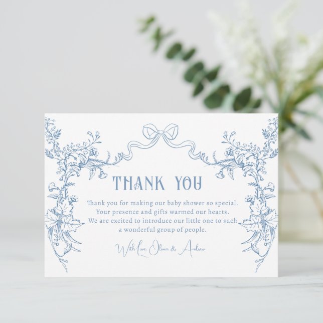 Chinoiserie Toile Baby Shower Thank You Card (Anverso de pie)
