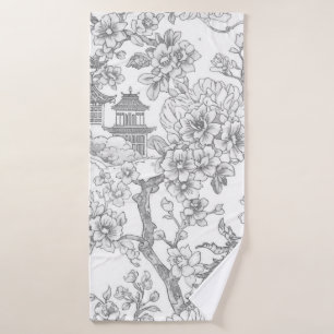 Chinoiserie Toile Dragón Flor de Cerezo Ornamental