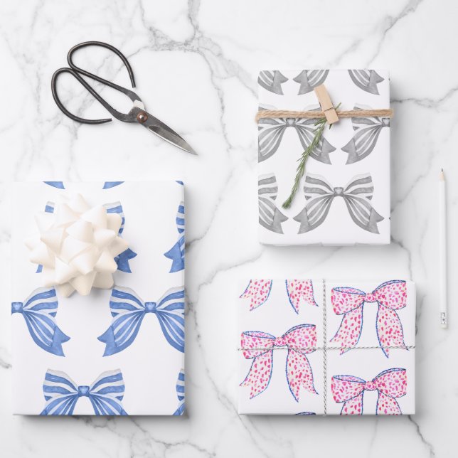 Chinoiserie Watercolor Bows Papel de relleno (Anverso)