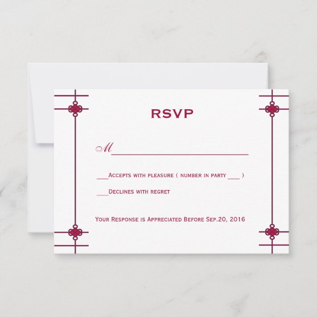 Chinos notan doble boda de felicidad RSVP (Anverso)