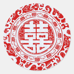 Chinos rojos y blancos: Pegatinas de doble felicid