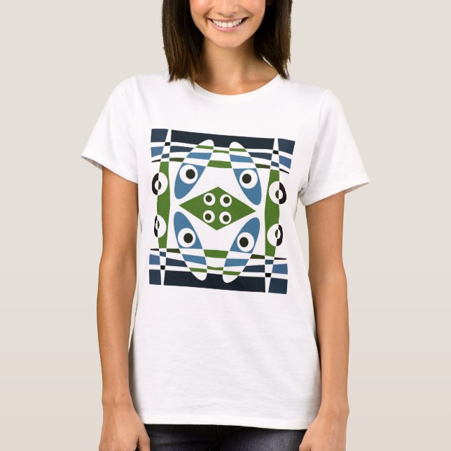Chintz bohemio 1 camiseta verde azul (Anverso)