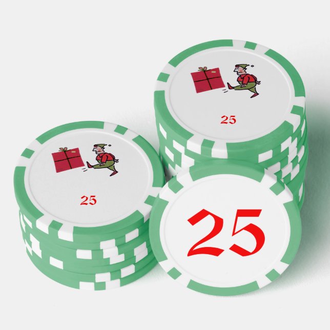 Chip de póquer a rayas Angry Elf green 25 (Pila)