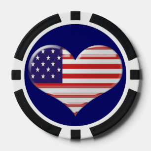 Chip de póquer con bandera del corazón de Estados 