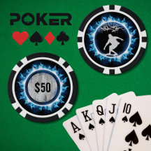 Chip de póquer de juego Electric Blue Skater