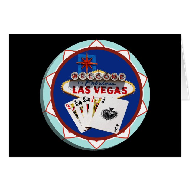 Chip de Póquer de Rótulo y tarjetas de Las Vegas (Anverso (Horizontal))
