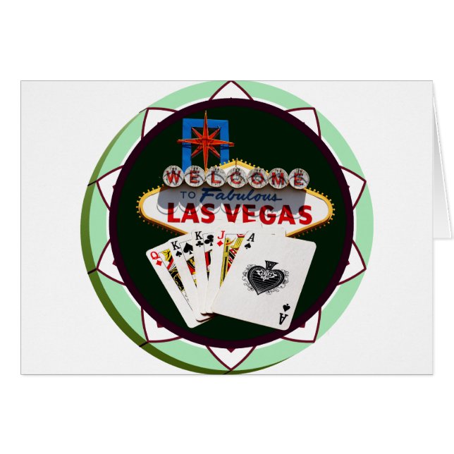 Chip de Póquer de Rótulo y tarjetas de Las Vegas (Anverso (Horizontal))