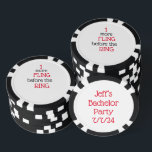 Chip de póquer negro de partido de soltero<br><div class="desc">Bachelor Party Black Poker Chip Creado por Inky_Art Disponible en diferentes tamaños, estilos, tipo de letra, color de fuente Puede cambiar la redacción, nombres, dirección, etc. No olvides cambiar tu información antes de comprar Poker Chip Style: Composite Poker Chips Personalizar estos hermosos chips de póquer impresos con tus diseños únicos...</div>