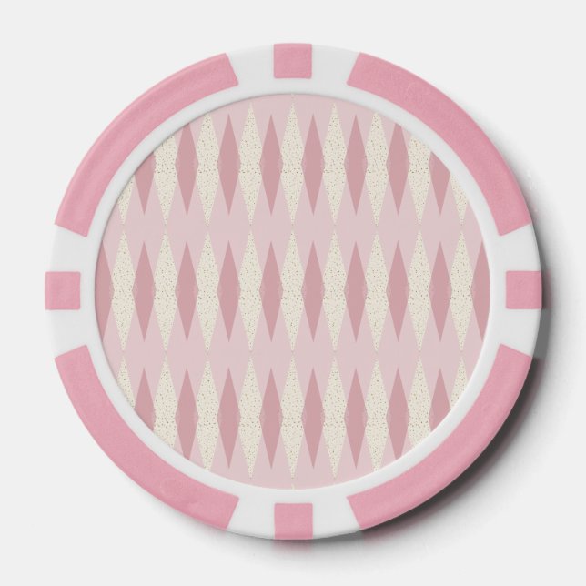 Chip de póquer Pink Argyle Moderno de Mid Century (Anverso)