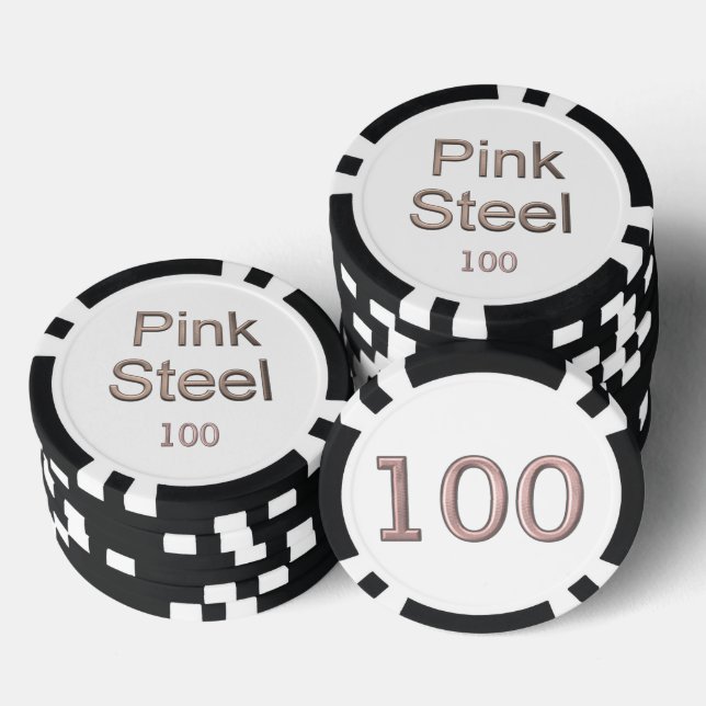 Chip de póquer rayado 100 negro blanco de acero ro (Pila)