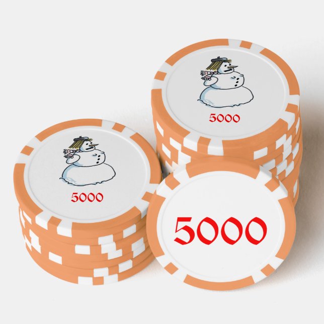Chip de póquer rayado 5000 de naranja de nieve (Pila)