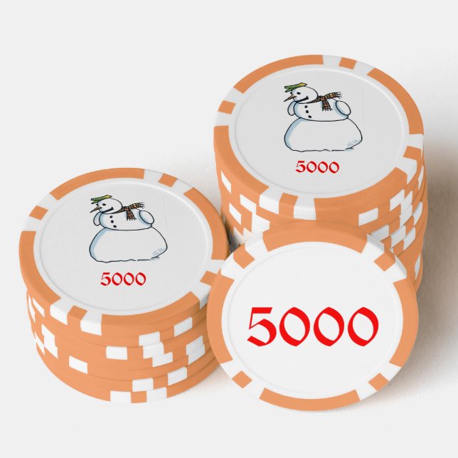Chip de póquer rayado 5000 naranja Snowman (Pila)