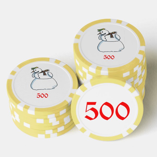 Chip de póquer rayado amarillo de Snowman 500 (Pila)