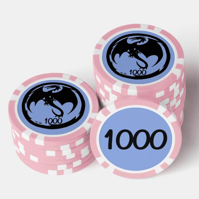 Chip de póquer rayado azul Black Dragon 1000 (Pila)