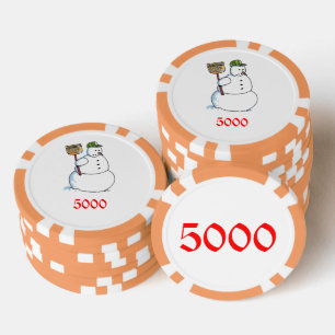 Chip de póquer rayado Broom Snowman naranja 5000