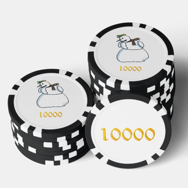 Chip de póquer rayado de oro negro de Snowman 1000 (Pila)