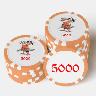 Chip de póquer rayado Drunk Santa naranja 5000