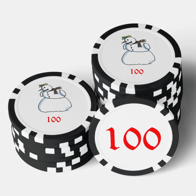 Chip de póquer rayado negro de Snowman 100 (Pila)