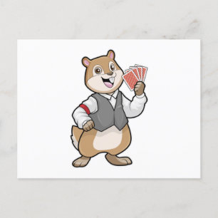 Chipmunk en Poker con tarjetas de póker