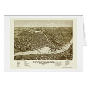Chippewa Falls, mapa panorámico de los WI - 1886
