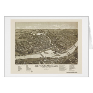 Chippewa Falls, mapa panorámico de los WI - 1886