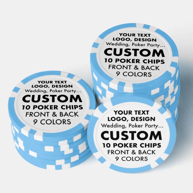 Chips de Póquer AZUL LIGERO personalizado personal (Pila)