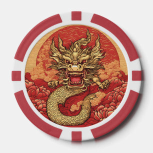 Chips de póquer compuesto de dragones chinos perso
