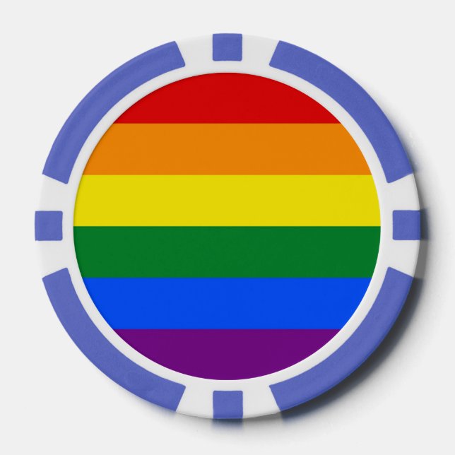 Chips de póquer con bandera arcoiris LGBT (Anverso)