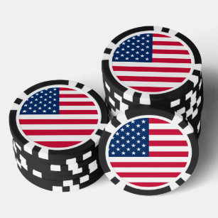 Chips de Póquer con Bandera de Estados Unidos