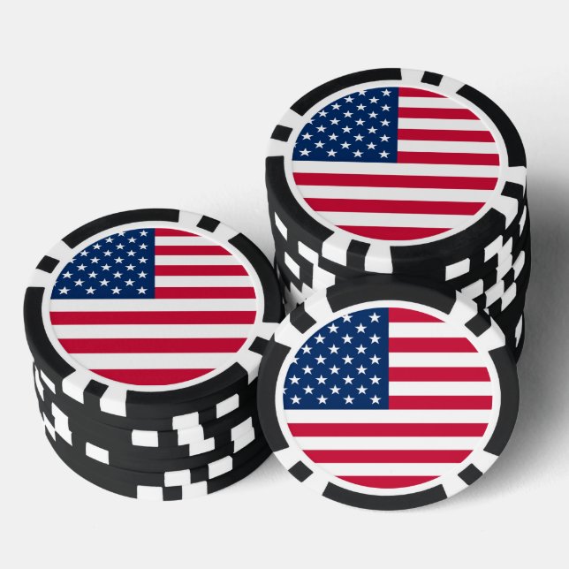 Chips de Póquer con Bandera de Estados Unidos (Pila)