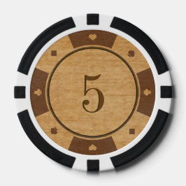 Chips de póquer con estilo de casinos de madera de