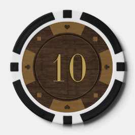 Chips de póquer con estilo de casinos de madera rú