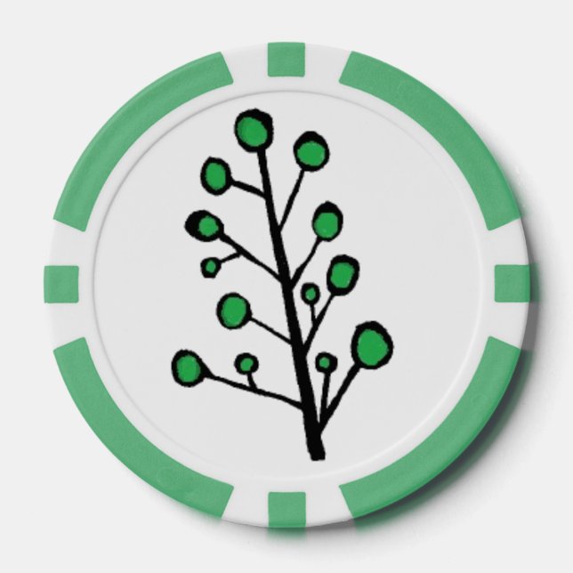 Chips de póquer de árbol de puntos verdes (Anverso)