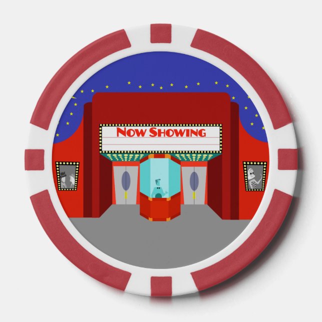 Chips de póquer de teatro de películas retro (Anverso)