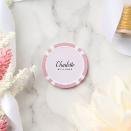 Chips de Póquer en Monograma Rosa Pastel - Diseño 