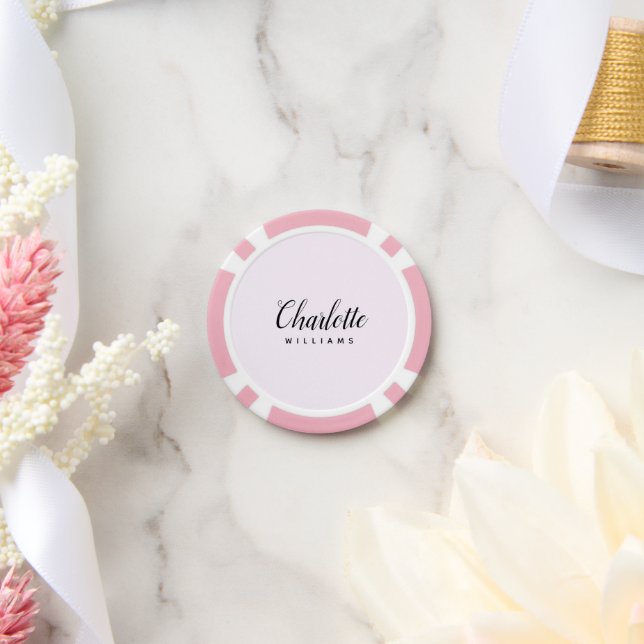 Chips de Póquer en Monograma Rosa Pastel - Diseño  (Boda)