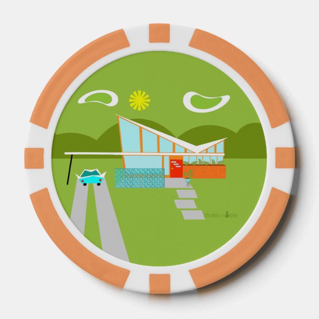 Chips de póquer Retro Palm Springs House (Anverso)